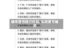 城市限号限行时段/车辆限号城市