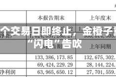 筹划5个交易日即终止，金橙子重组“闪电”告吹