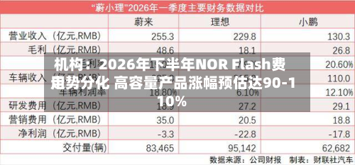 机构：2026年下半年NOR Flash费用走势分化 高容量产品涨幅预估达90-110%-第2张图片