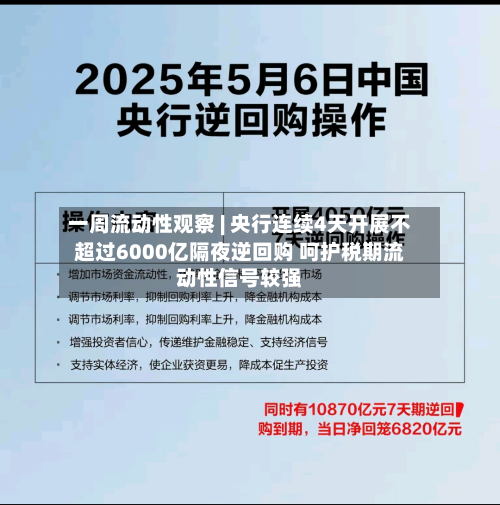 一周流动性观察 | 央行连续4天开展不超过6000亿隔夜逆回购 呵护税期流动性信号较强-第1张图片