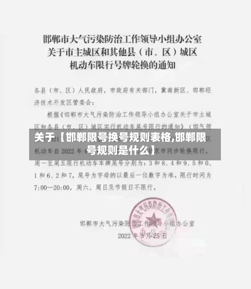 关于【邯郸限号换号规则表格,邯郸限号规则是什么】-第1张图片